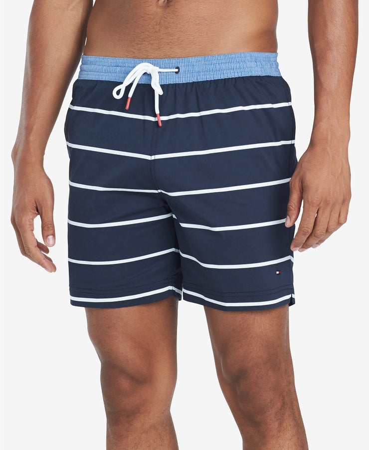 Tommy Hilfiger Mens Biscayne Stripe 6.5 Swim Trunks, Size XL