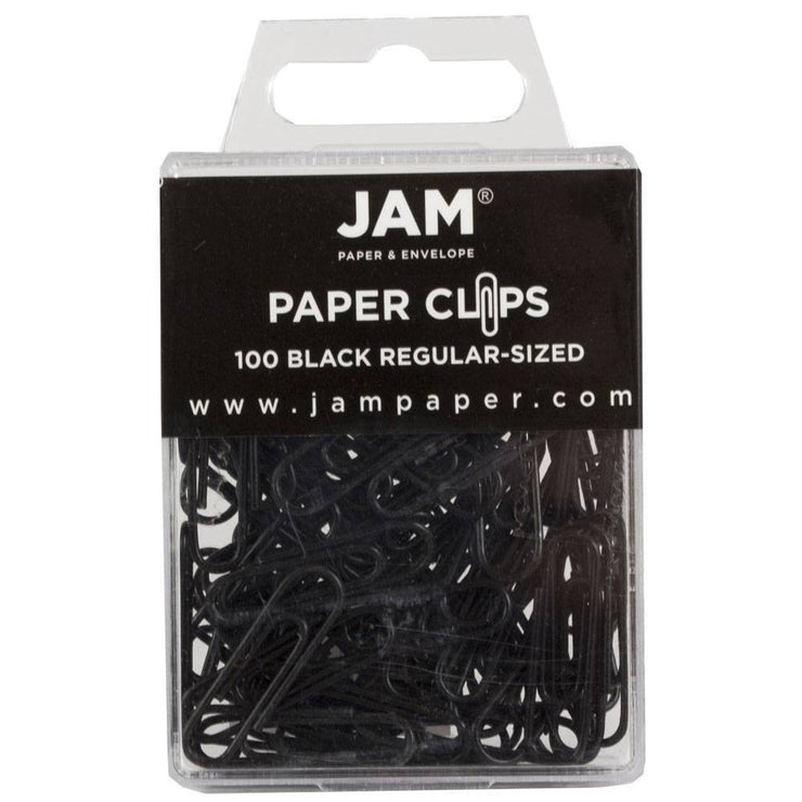 JAM Paper Colored Standard Paper Clips Small 1 Inch Black Paperclips 100Pcs
