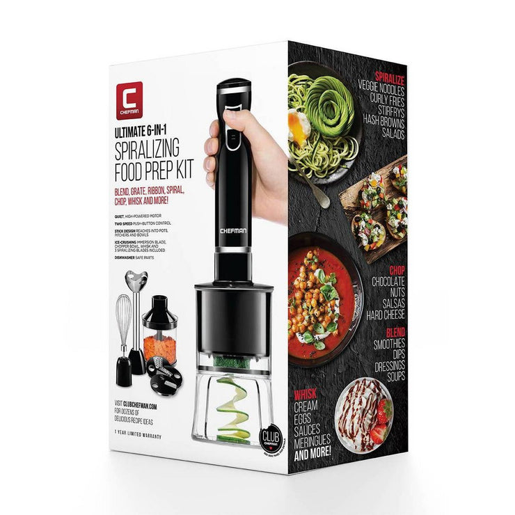 Chefman Immersion Blender and Electric Spiralizer/Vegetable Slicer Black RJ19-V2
