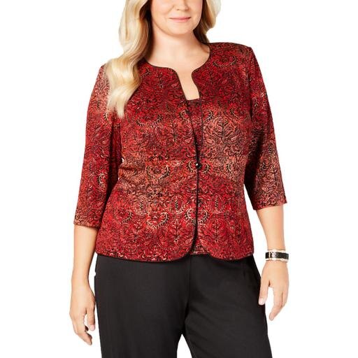 Alex Evenings Womens Red Jacket and Top Set