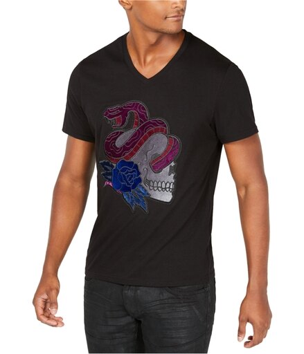 INC Mens V-Neck Snake and Skull Graphic Tee T-Shirt, Size Small