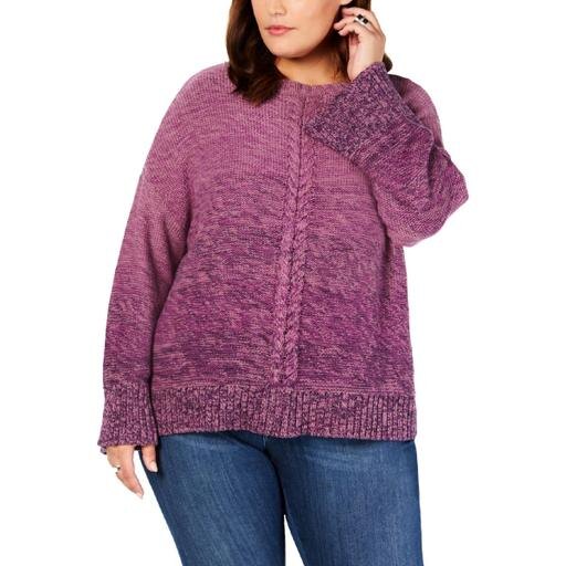 Style & Co Plus Size Braided-Trim Marled Sweater