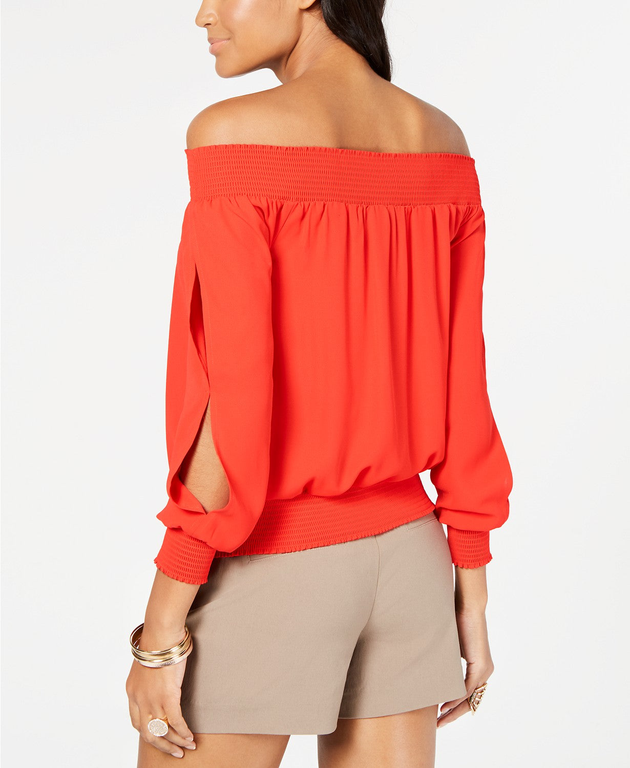 Thalia Sodi Smocked Split-Sleeve Top