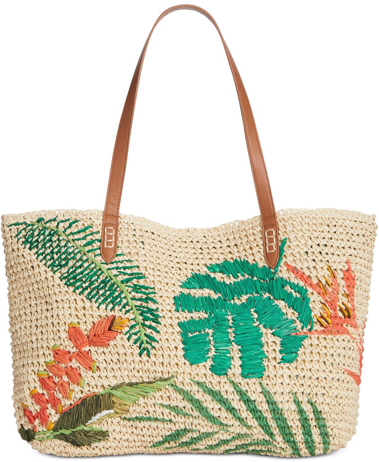 I.N.C. Beach Summer Vacation Tropical Straw Tote