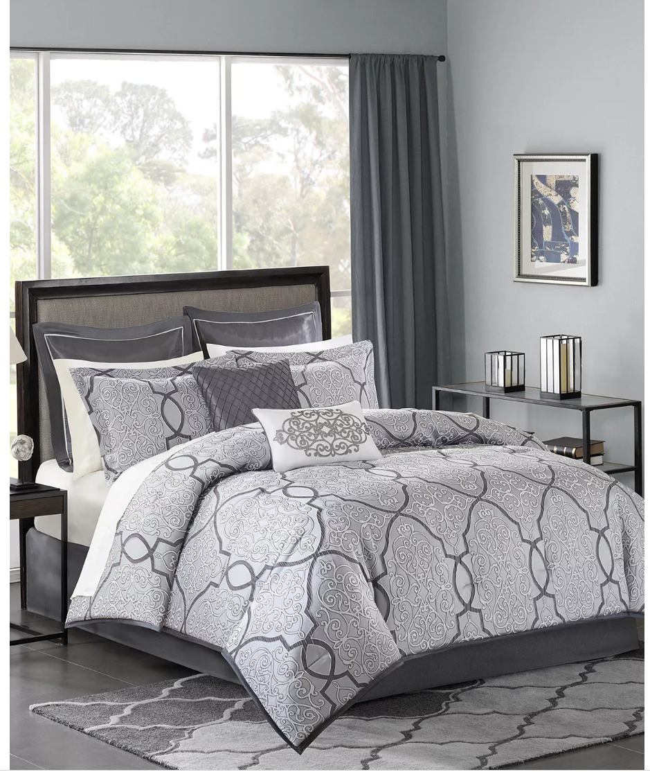 Madison Park Anouk 12-PC. Jacquard Comforter Set, Silver, King