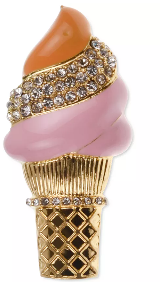 Holiday Lane Gold-Tone Pave Ice Cream Cone Pin, Gold