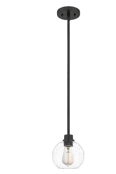 Quoizel PRUS1507MBK Pruitt Blueprint Glass Mini Pendant Ceiling Light, 1-Light