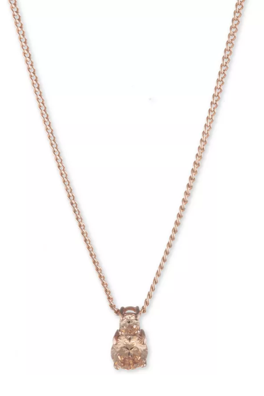 Givenchy Rose Gold and Silk Crystal Pendant Necklace