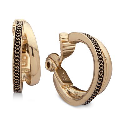 Anne Klein Womens Gold Tone Mini Hoop Clip Earrings