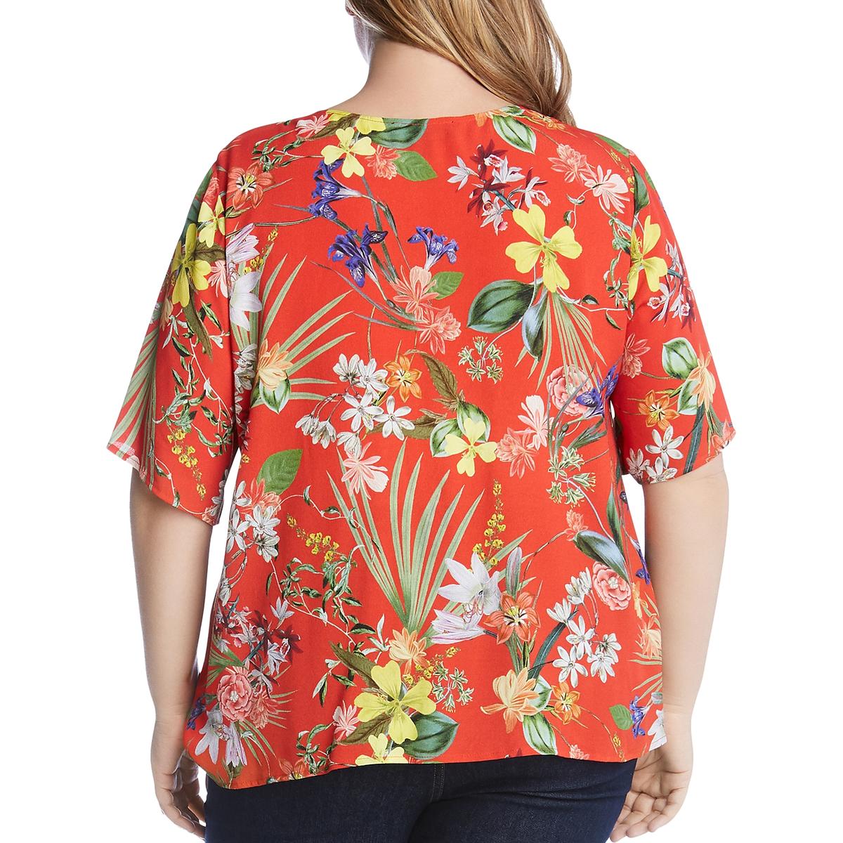 Karen Kane Womens Plus Size Tie Front Top, Size 3X