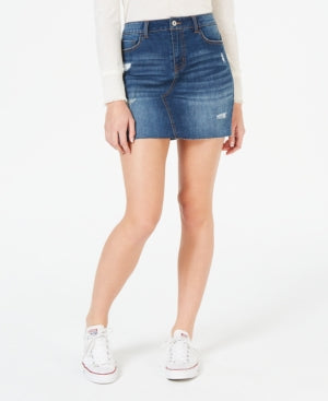 Vanilla Star Womens Juniors Denim Raw Hem Mini Skirt, Size 11