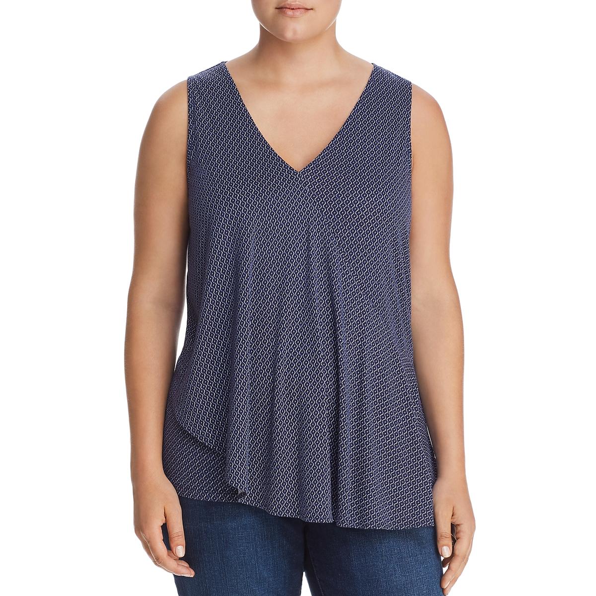 MICHAEL Michael Kors Womens Plus Modal Blend Printed Tank Top, Navy, Size 0X