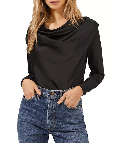 Astr the Label Blakely Draped Long Sleeve Bodysuit