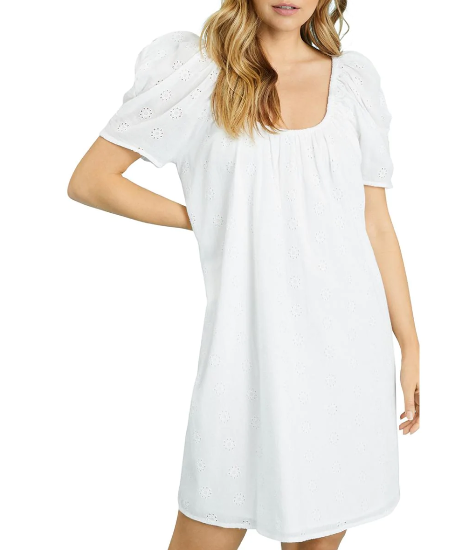 Sanctuary Womens Casual Eyelet Tunic Dress White