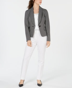 Le Suit Shawl-Lapel Printed-Jacket Pant Suit Set, Size 6