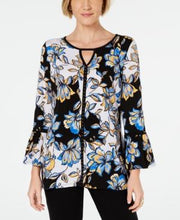 Jm Collection Women's Printed Tie-Sleeve Tunic, Size Small