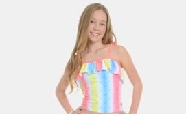 Tommy Hilfiger Big Girls Diamonique Tankini Top only  - White Size M/8/10