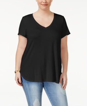 Celebrity Pink Trendy Plus Size V-Neck T-Shirt – Black 2X