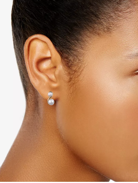 Anne Klein Gold-Tone Glass Pearl E-Z Comfort Clip-On Earrings