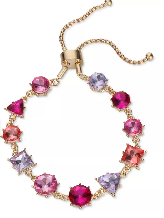 Inc International Concepts Gold-Tone Multicolor Crystal & Stone Slider Bracelet