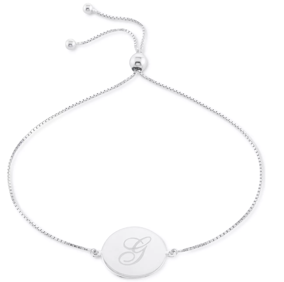 Giani Bernini Engraved Script Initial G Disc Bolo Bracelet in Sterling Silver