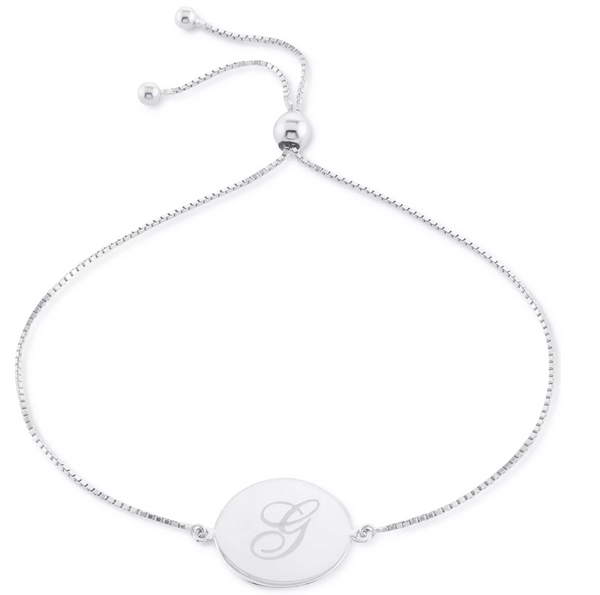 Giani Bernini Engraved Script Initial G Disc Bolo Bracelet in Sterling Silver