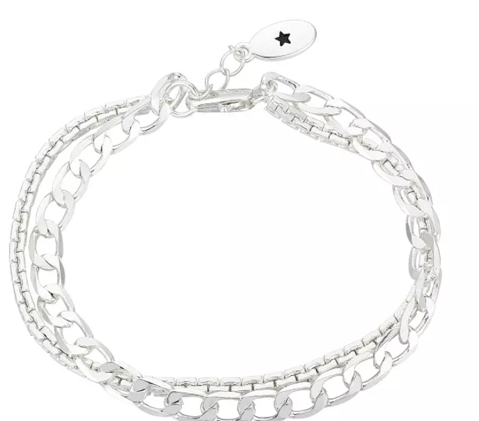 Unwritten Silver Plated Flash Plated Double Strand Bracelet