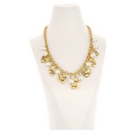 Holiday Lane Gold-Tone Pave Valentine Heart and Imitation Pearl Charm Necklace