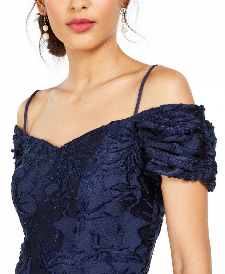 Tahari Asl Off-the-Shoulder Burnout Velvet Gown, Size 14