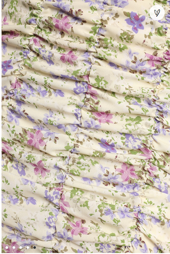 Lulus Love Bloom Cream Floral Print Ruched Off-the-Shoulder Mini Dress, Sz Large