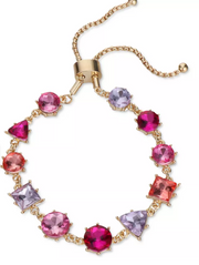 Inc International Concepts Gold-Tone Multicolor Crystal & Stone Slider Bracelet