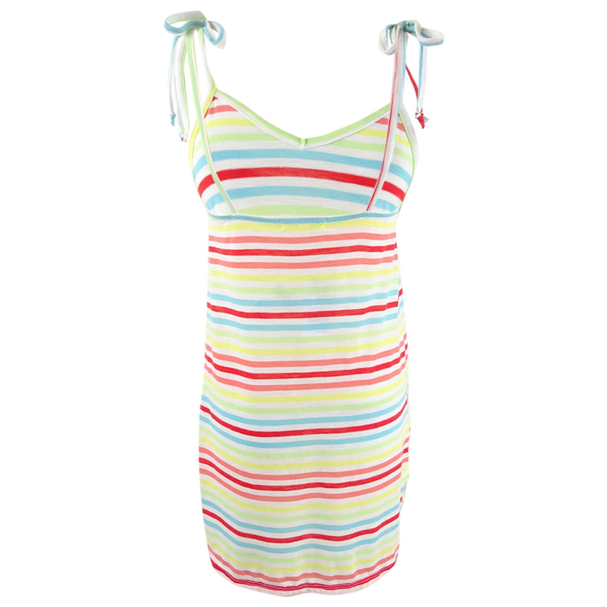 Miken Womens Striped Tie-Shoulder Tank-Dress Swim Cover-Up, Size Medium