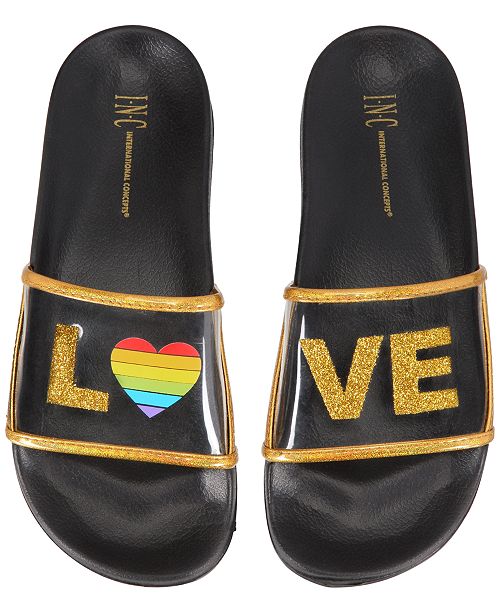 I.n.c. Pride Rainbow Love Slide Slippers  - Love, Size XL