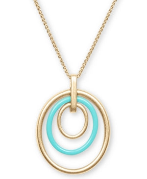 Lucky Brand Chain Circle Ring Necklace (Gold) Necklace