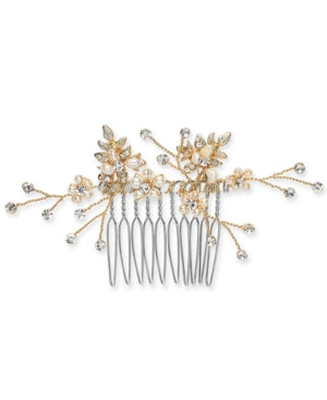 Inc Gold-Tone Crystal and Imitation Pearl Small Hair Comb