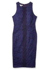 Maggy London - Fan Leaf Lace Midi Womens Dress,Size 12