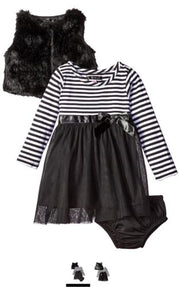 kensie Baby Girls' 3pcs Casual Dress, Black, Size 24M