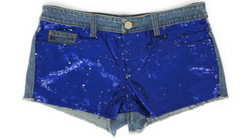 Victorias Secret Shorts Jean Denim Bling Sequins Blue Cut Of Shorts, Size 4