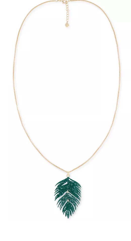 Alfani Gold-Tone Colored Palm Leaf Long Pendant Necklace