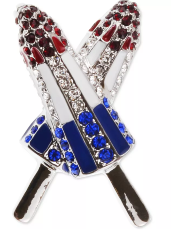 Holiday Lane Silver-Tone Red, White and Blue Pave Popsicle Pin