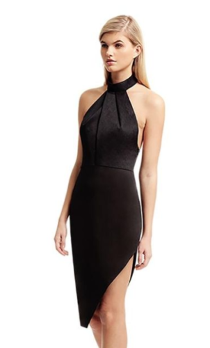 Stylestalker Womens Lana Asymmetric Halter Cocktail Dress,Size Small/Noir