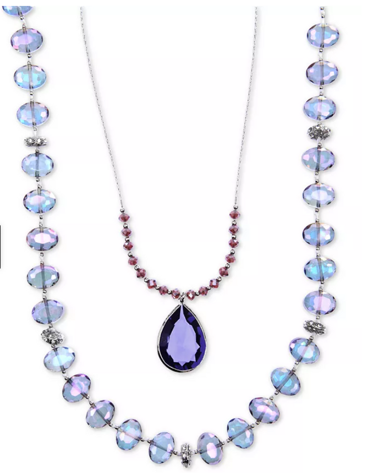 Lonna & Lilly Silver-Tone Blue Bead 2-in-1 Necklace