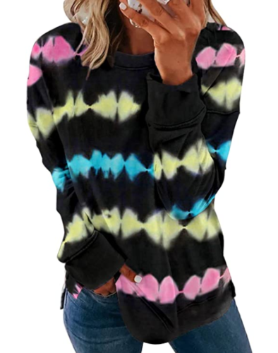Zecilbo Womens Fashion Tunic Top Tie Dye Printed Sweatshirt, Size Large
