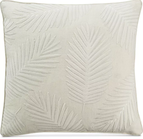 Lacourte Palm Leaf Velvet Applique 20 x 20 Decorative Pillow – White