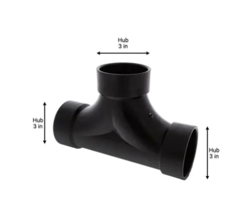 NIBCO 3 in. ABS DWV All Hub Two-Way Cleanout Tee Fitting, Black