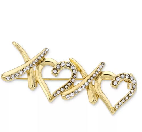 Holiday Lane Gold-Tone Pave Xoxo Heart Pin