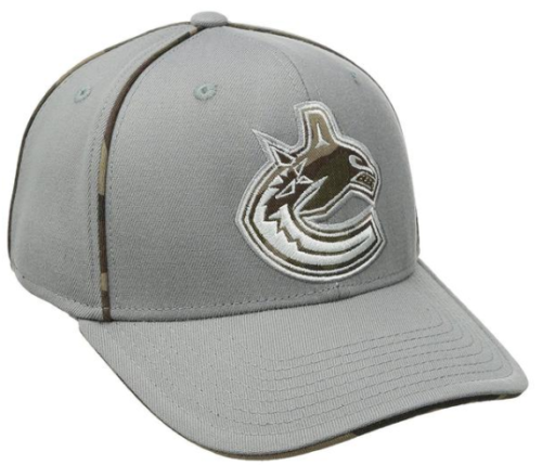 NHL Vancouver Canucks Mens SP17 Gray Camo Structured Flex Cap, Gray, L/X-Large