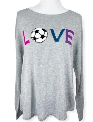 Rachel Zoe Love Soccer Heather Grey Sweater, Size Small