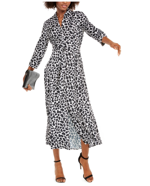 Inc Animal-Print Maxi Shirtdress, Size 8