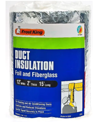 Duct Insulation, Wrap, Fiberglass, 12 in Duct Insulation Width, 15 ft Duct Insul
